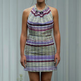 Mamta Dress / Striped Purple Green