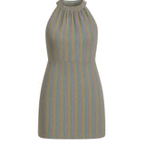 Mamta Dress / Striped Green Purple