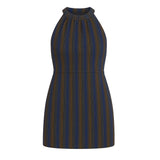 Mamta Dress / Striped Purple Orange Brown